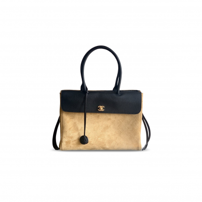 CHANEL BOSTON HANDBAG SUEDE AND LEATHER (37*29*16cm)